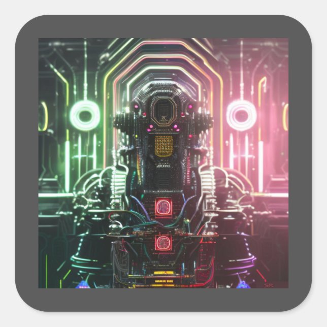 Robot 1-kvadratklistermärken fyrkantigt klistermärke (Framsida)