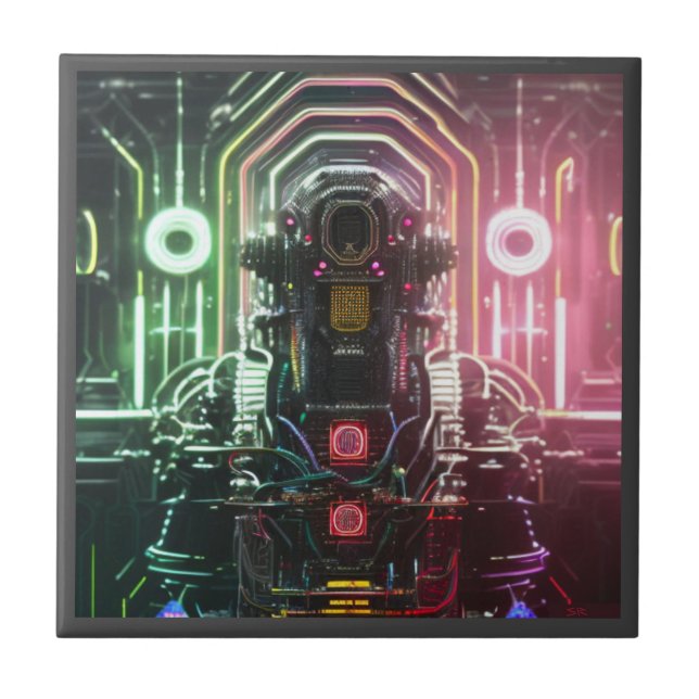 Robot 1, liten keramisk plattor kakelplatta (Framsidan)