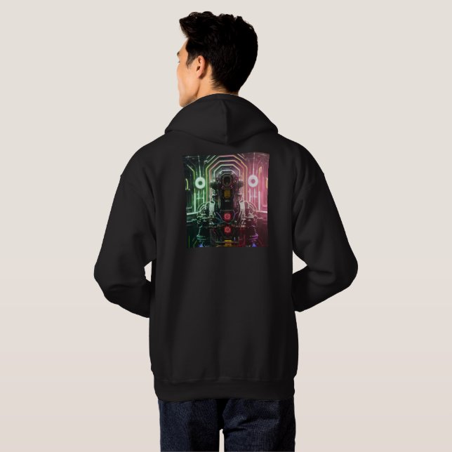 Robot 1 manar Svart, baksida Hoodie (Hel baksida)