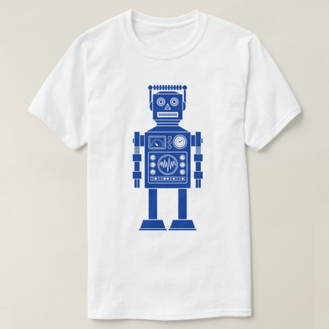 Robot 270620/06 - Navy Blue and White T-Shirt (Design framsida)