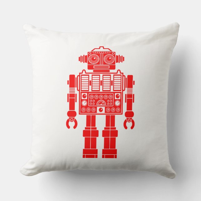 Robot 270620/08 - Red and White Dekorativ kudde (Framsida)