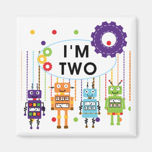 Robot 2:a födelsedag och gåvor magnet