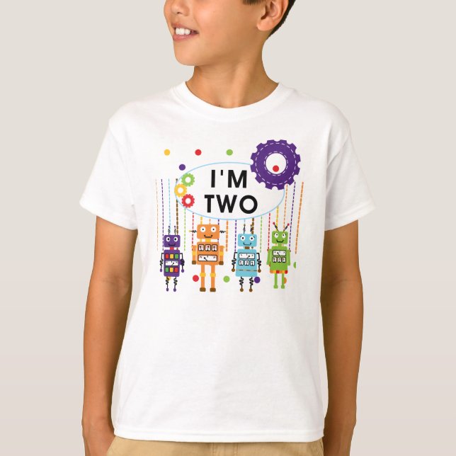 Robot 2:a födelsedag och gåvor t shirt (Framsida)