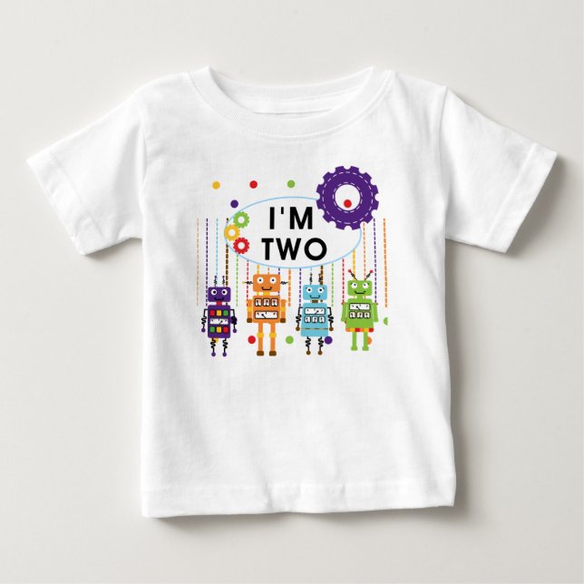 Robot 2:a födelsedag och gåvor t shirt (Framsida)