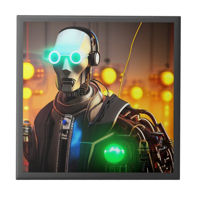 Robot 2, liten keramisk plattor kakelplatta (Framsidan)