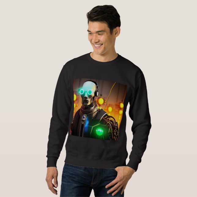 Robot 2 män svart sweatshirt (Hel framsida)