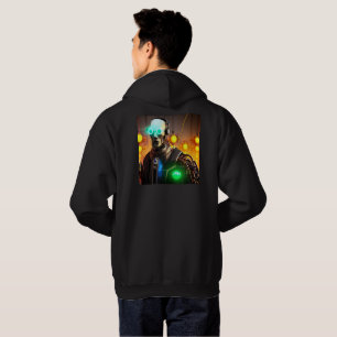 Robot 2 manar Svart-Svart-baksida Hoodie