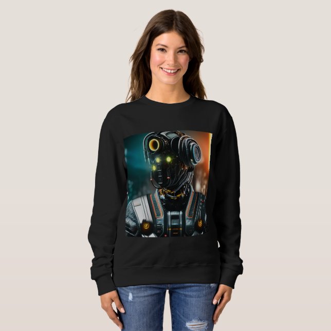 Robot 3 kvinnor svart svettskjorta t shirt (Hel framsida)