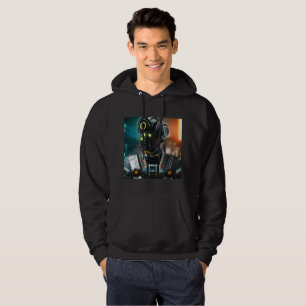 Robot 3 manar Svart-Svart Hoodie