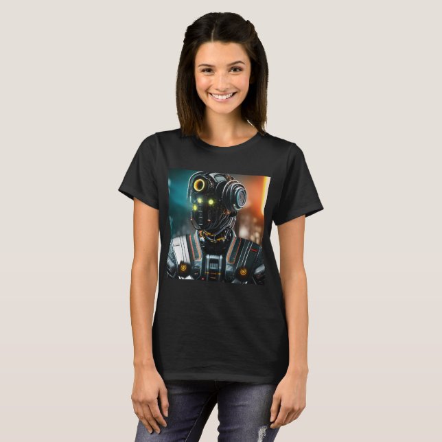 Robot 3, svart T-shirt (Hel framsida)