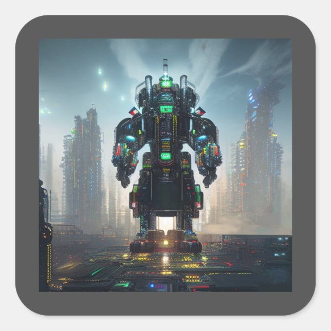 Robot 4-fyrkantiga klistermärken (Framsida)