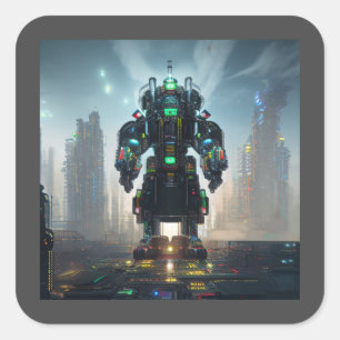 Robot 4-fyrkantiga klistermärken