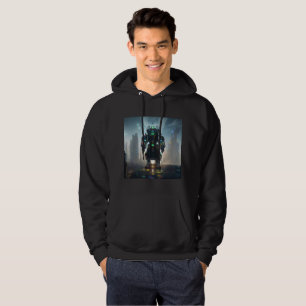 Robot 4 manar Svart-Svart Hoodie