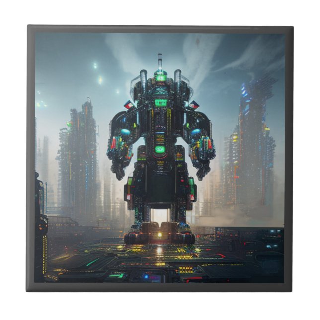 Robot 4 small keramic tile kakelplatta (Framsidan)