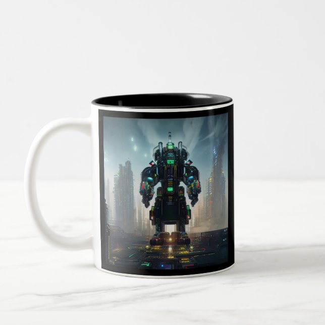 Robot 4 svart, två ton mugg (Vänster)