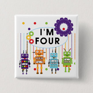 Robot 4e födelsedagen Tshirts och Gifts Knapp