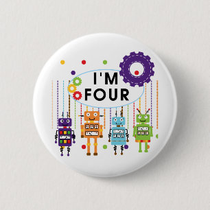 Robot 4e födelsedagen Tshirts och Gifts Knapp