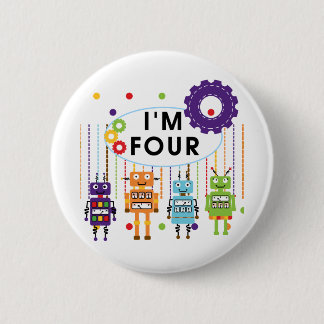 Robot 4e födelsedagen Tshirts och Gifts Knapp