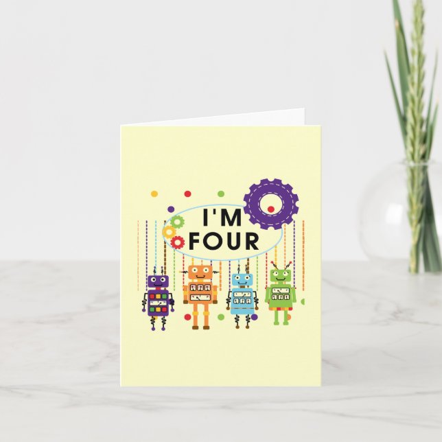 Robot 4e födelsedagen Tshirts och Gifts Kort (Framsida)