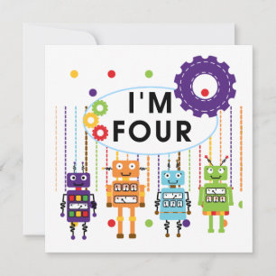 Robot 4e födelsedagen Tshirts och Gifts Kort
