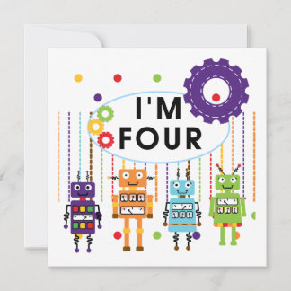 Robot 4e födelsedagen Tshirts och Gifts Kort