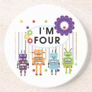 Robot 4e födelsedagen Tshirts och Gifts Underlägg Sandsten
