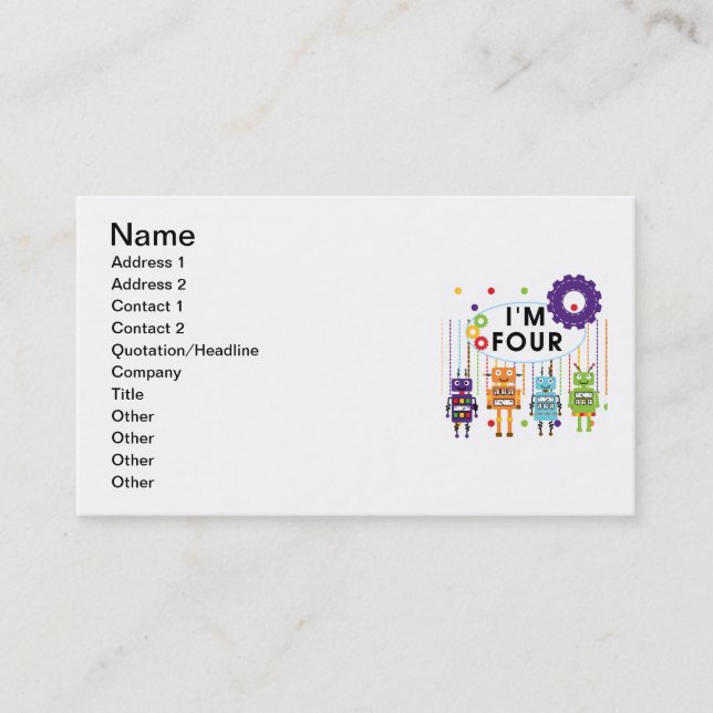 Robot 4e födelsedagen Tshirts och Gifts Visitkort (Framsida)