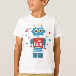 Robot 5:e födelsedagen tee shirt