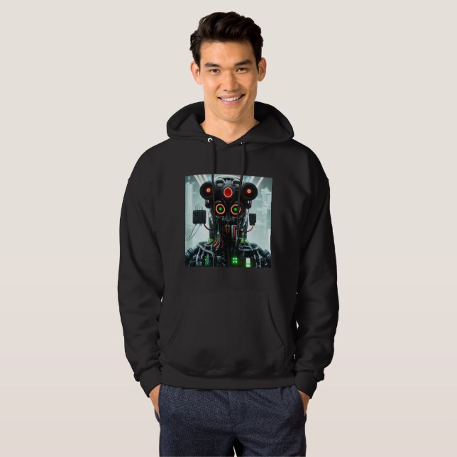 Robot 5 manar Svart-kapad tröjor Hoodie (Hel framsida)