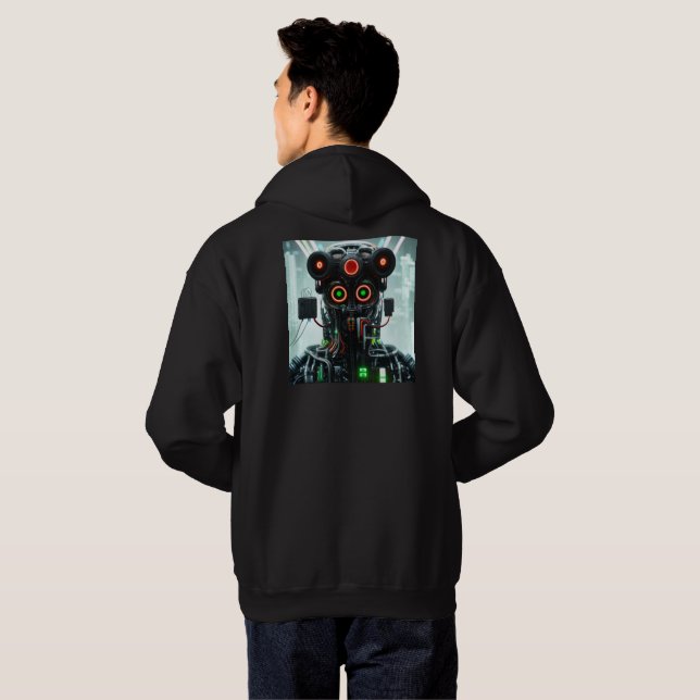 Robot 5 manar Svart-Svart-baksida Hoodie (Hel baksida)