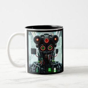 Robot 5 svart, två ton mugg