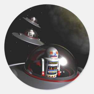 ROBOT - 7 Saucers Sticker Runt Klistermärke