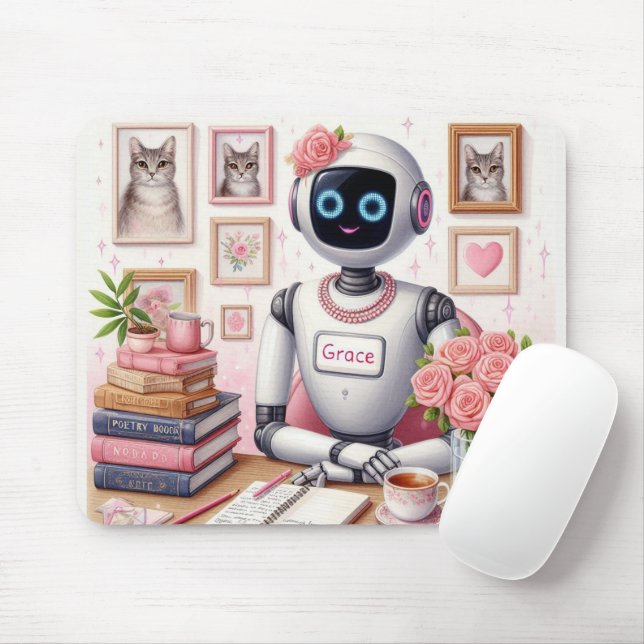 Robot AI Assistant Grace Girly Tech Musmatta (Med mus)