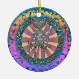 Robot Alien Attack Ornament