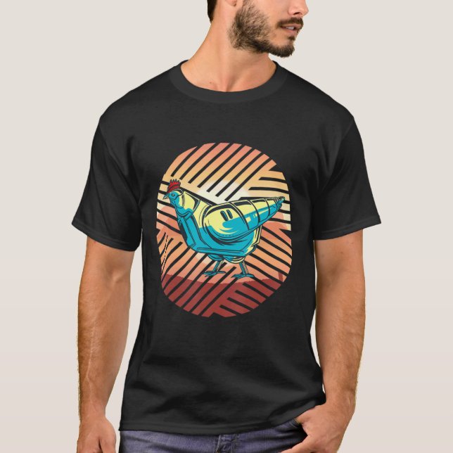 Robot Animal Geometric Chicken T Shirt (Framsida)