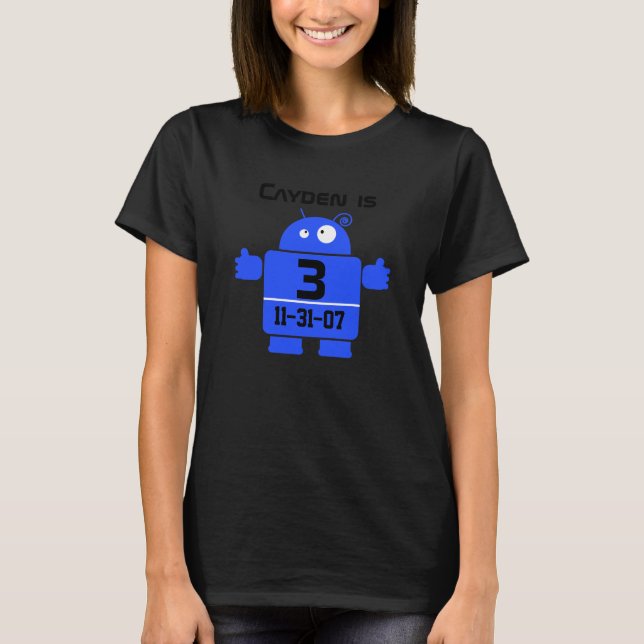 Robot Anpassade Birthday T-shirt (Framsida)