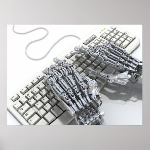 Robot-arbete på datorn poster