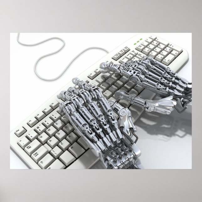Robot-arbete på datorn poster (Framsidan)