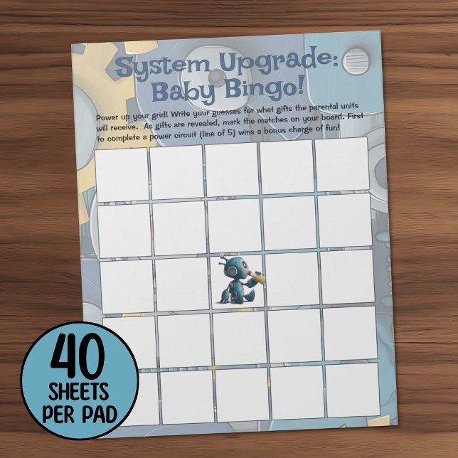 Robot Baby Shower Bingo-spel Anteckningsblock (Skapare uppladdad)