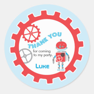 Robot Baby Shower   Favoritmärke Runt Klistermärke