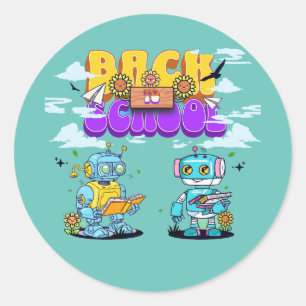 Robot - Back to school Runt Klistermärke