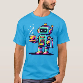 Robot Barista - Pixel Art Coffee Älskare Design T Shirt