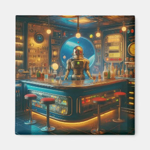 Robot Bartender i Interstellär Rymålderns Dykbar Magnet