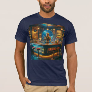 Robot Bartender i Interstellär Space Age Dykbar T Shirt