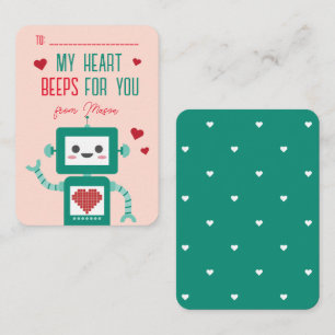 Robot Beeps Card på Alla hjärtans dag Anteckningskort