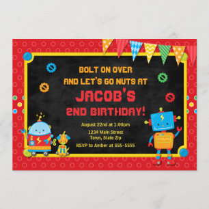 Robot Birthday Call Robot Party Inbjudan