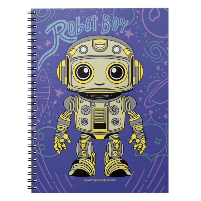 Robot Boy Spiral Photo Notebook Anteckningsbok (Framsidan)