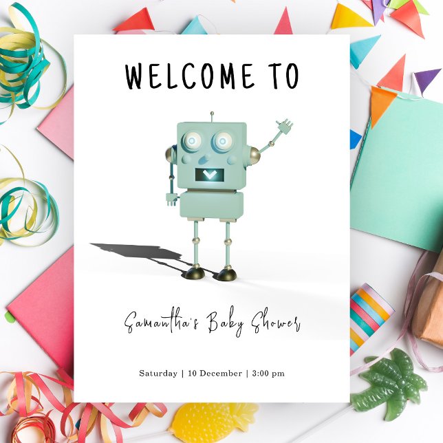 Robot Boy Welcome Baby Shower Poster (Skapare uppladdad)
