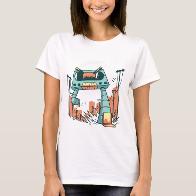 Robot Cassette Tape T Shirt (Framsida)