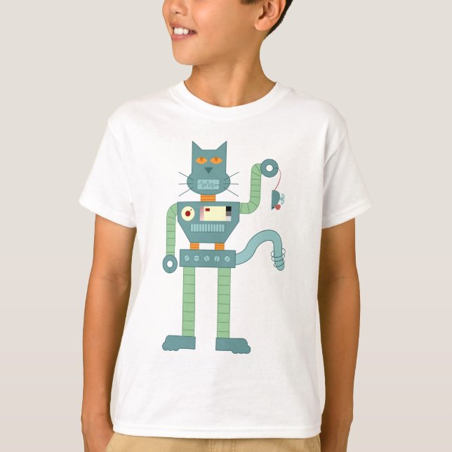 Robot Cat & Vind Up Mouse Tee Shirt (Framsida)